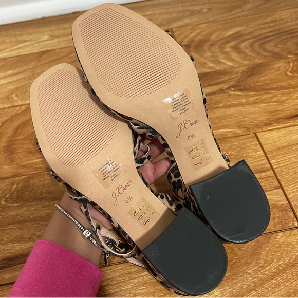 J. Crew Odette Strappy Block Heel Sandals in Leopard Suede Sz 8.5  and 9 Retro - Picture 6 of 9